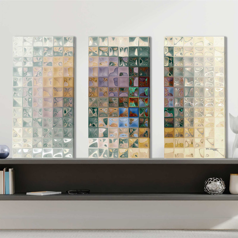 «Tile Art No.7 2012» par Mark Lawrence - ensemble de 3 impressions sur toile tendue, H 24 po x l 36 po x P 0,75 po
