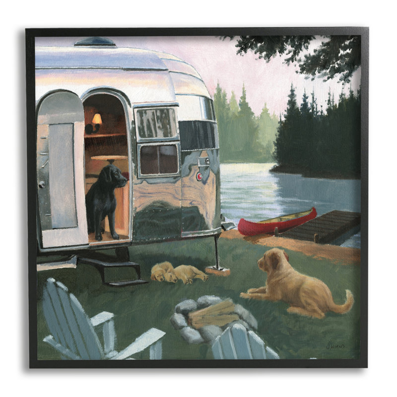 «Stupell Industries Camping Dogs at Lake», art mural sur toile par James Wiens, H 12 po x l 12 po x P 1,5 po