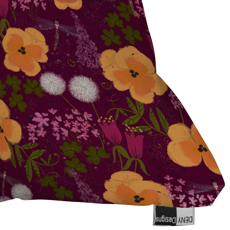 Coussin Dandelions and Wild Pansies, 16 po x 16 po