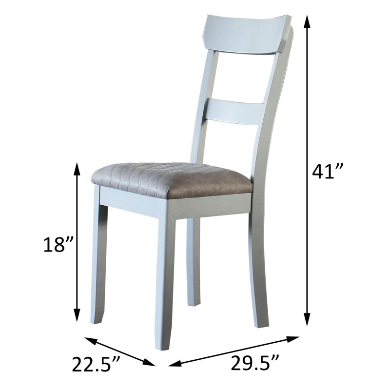 Gray Ladderback Side Chair with Tufted Fabric Seat, Set of 2