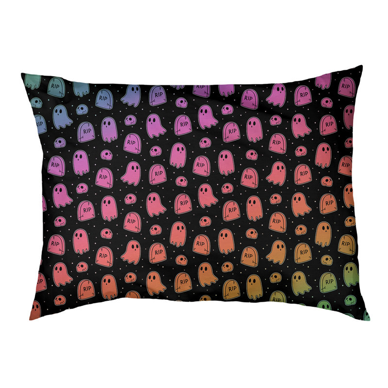 Campion Geometric Polyester Pet Bed, Medium (29.5" W x 19.5" D x 9.5" H), Black/Pink/Orange