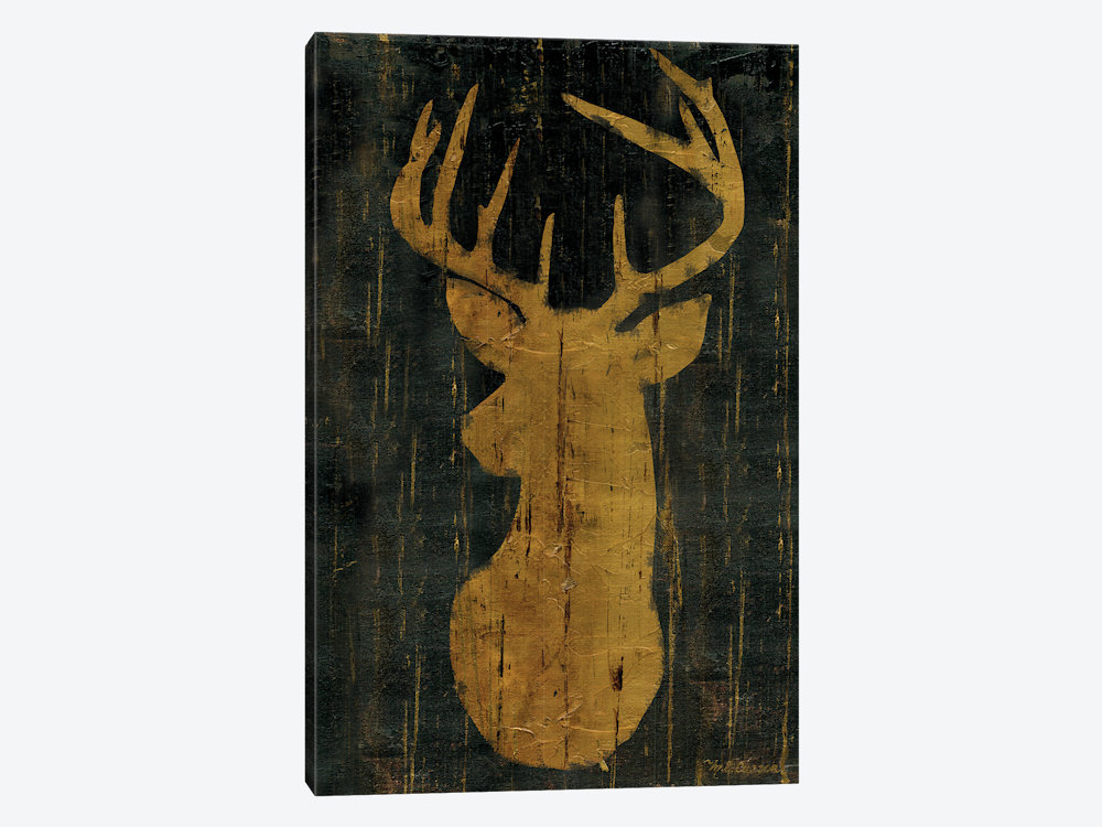 'Rustic Lodge Animals Deer Head' Graphic Art on Canvas East Urban Home Mat 