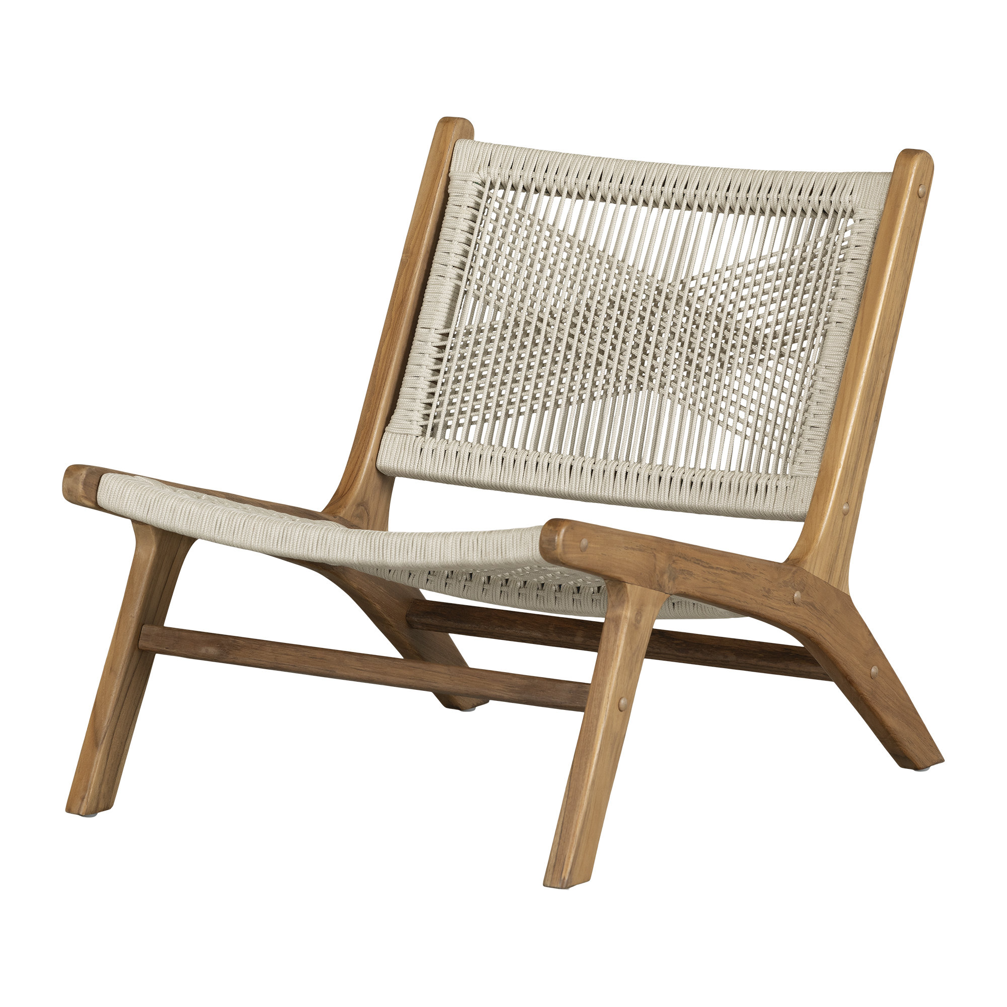 South Shore Balka Teak Wood And Woven Rope Lounge Chair | Wayfair