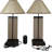 Set Of 2 Rustic Western Triple Lone Stars Wood And Metal Bedside Table Lamps