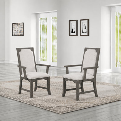 Dabbs Wood Dining Arm Chair In Gray