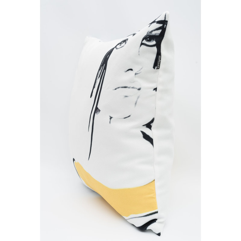 Abstract Woman Black and Yellow Polyester Throw Pillow