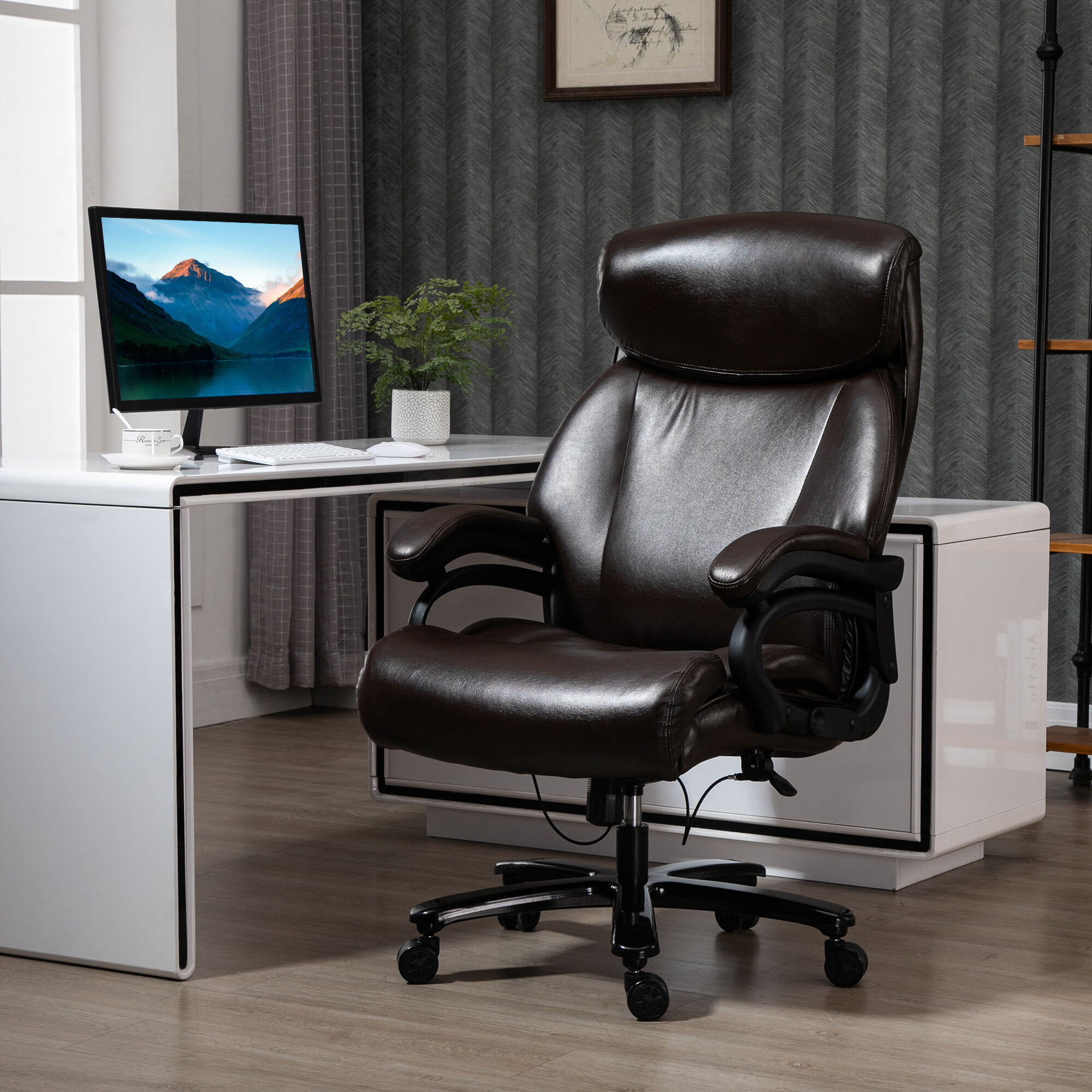 Bürostuhl Dicke Polsterung Drehstuhl Wippfunktion Elephant 180 Belastbarkeit Blue Stuhl Gaming Chefsessel kg