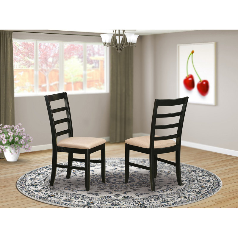 Parfait Kitchen Dining Chairs - Linen Fabric Wooden Chairs, Set of 2, Cappuccino