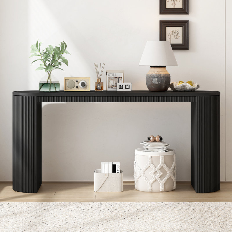 Console incurvée à rayures verticales uniques, convient, Noir