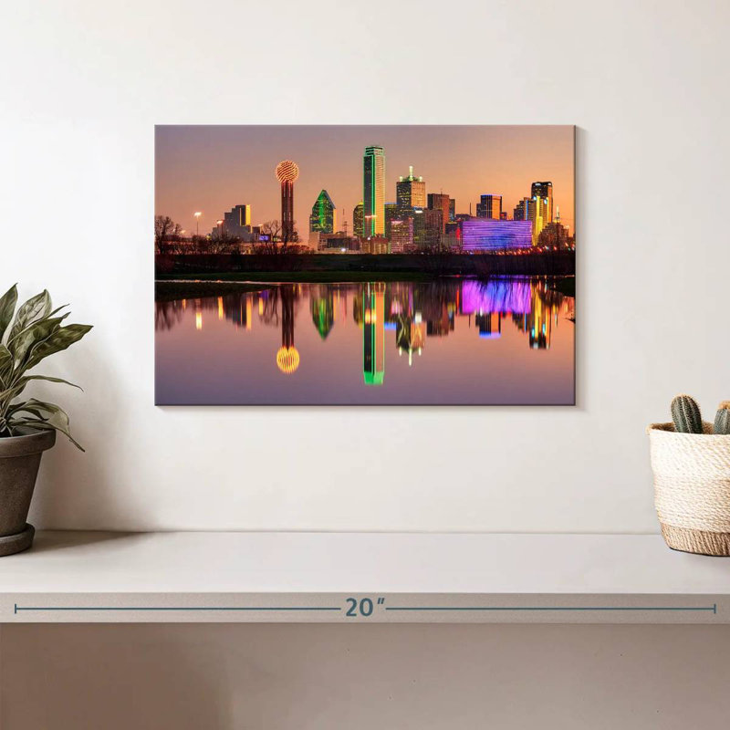 Skyline de nuit Sirci Dallas, H 8 po x l 12 po