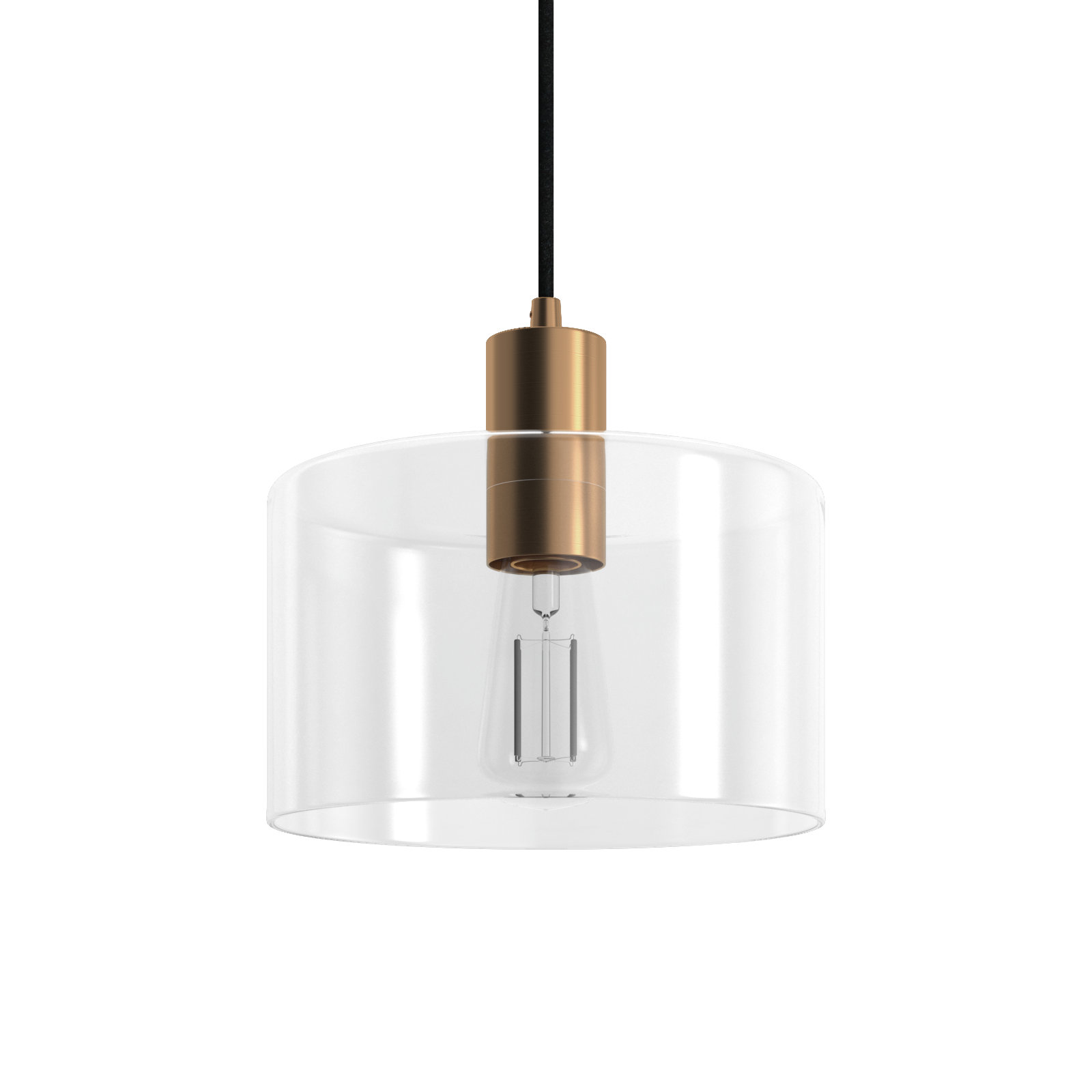 Henri Single Light Glass Dimmable Pendant, Brass, Clear