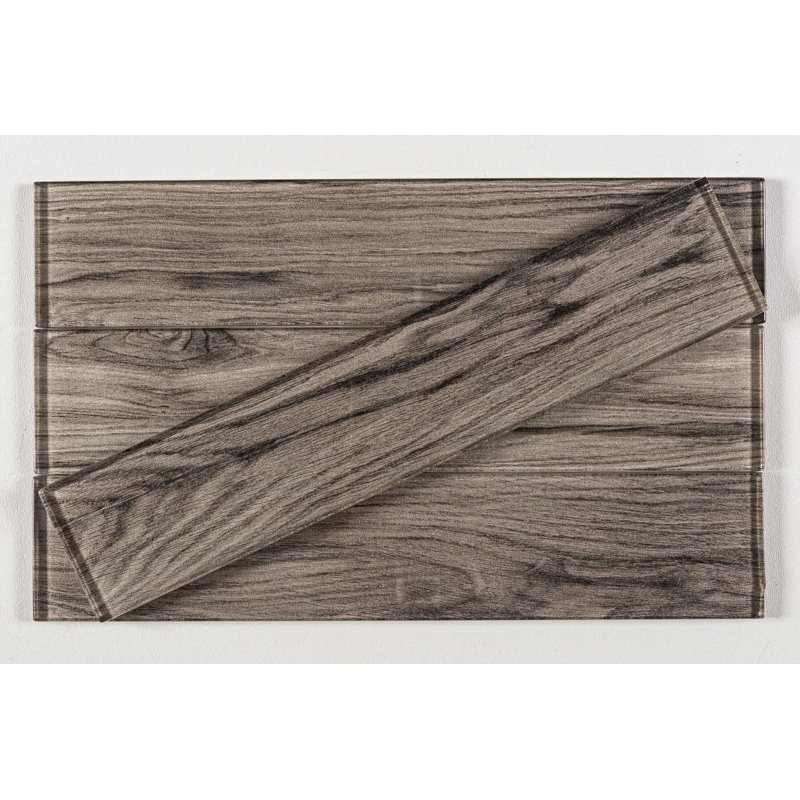 Gudov 3" x 14" Glass Wood Look Subway Tile, Oster