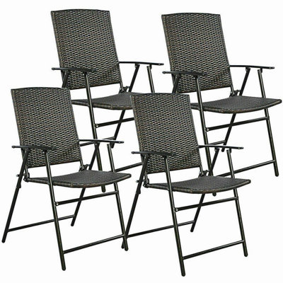 Ensemble de 4 chaises pliantes en rotin