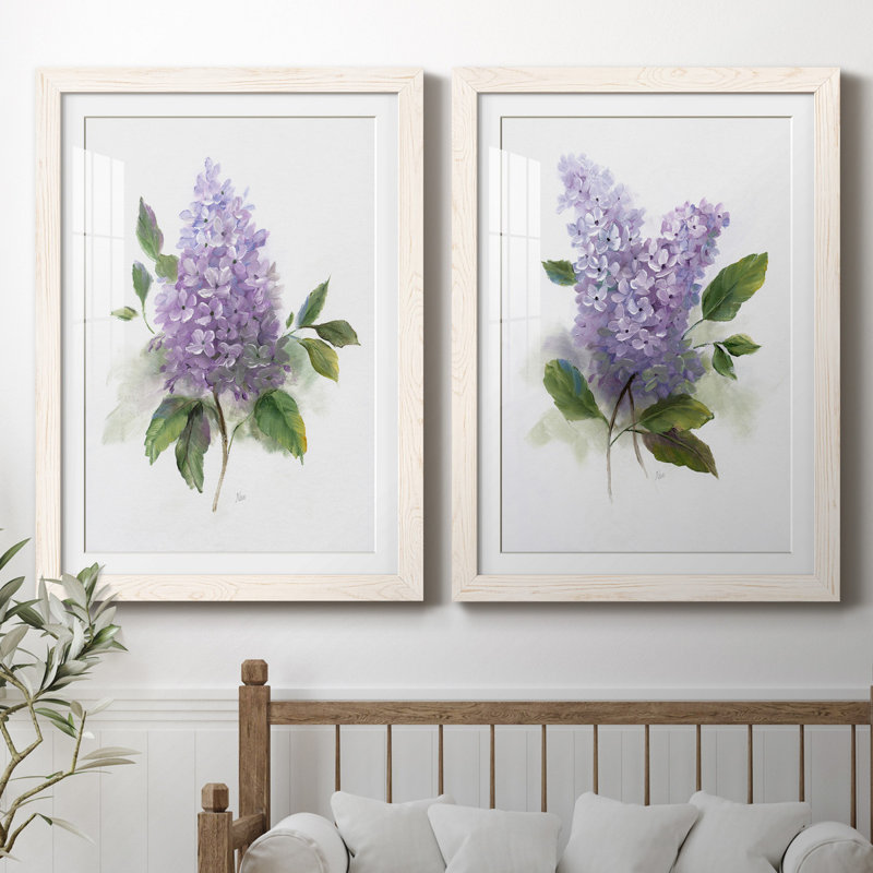 Lilac Romance I - ensemble de 2 reproductions, H 24 po x l 36 po, Impression encadrée avec passe-partout, Érable