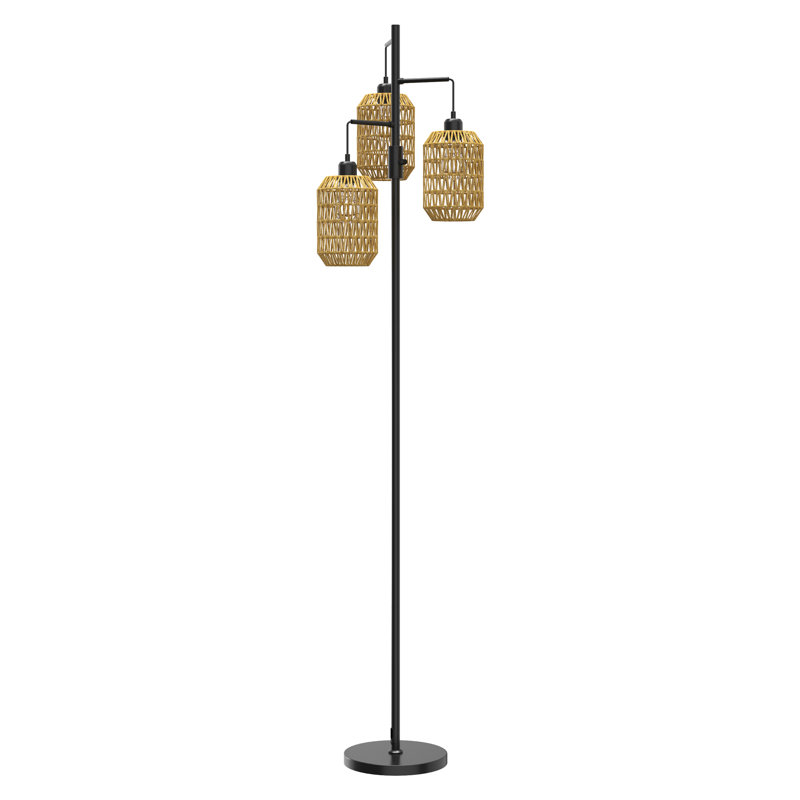 Rattan Tree Floor Lamp With 3 Bulbs Included