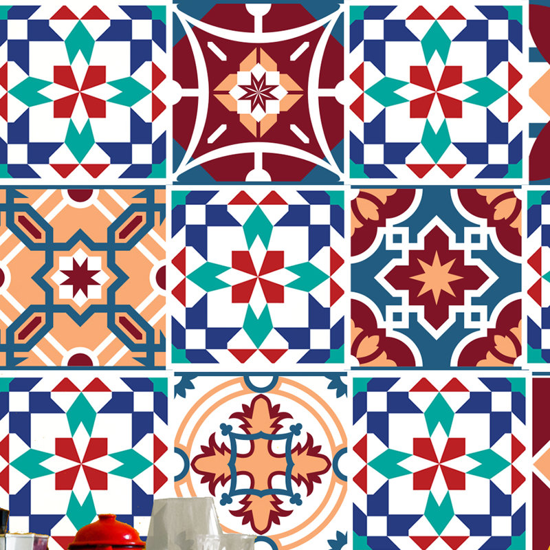 Malaya Sangria Azulejo Mix PVC Peel & Stick Mosaic Tile - 15cm x 15cm