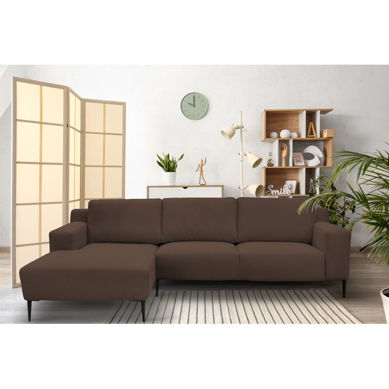 Allynn 3 Seater Corner Sofa , Right facing, Brown