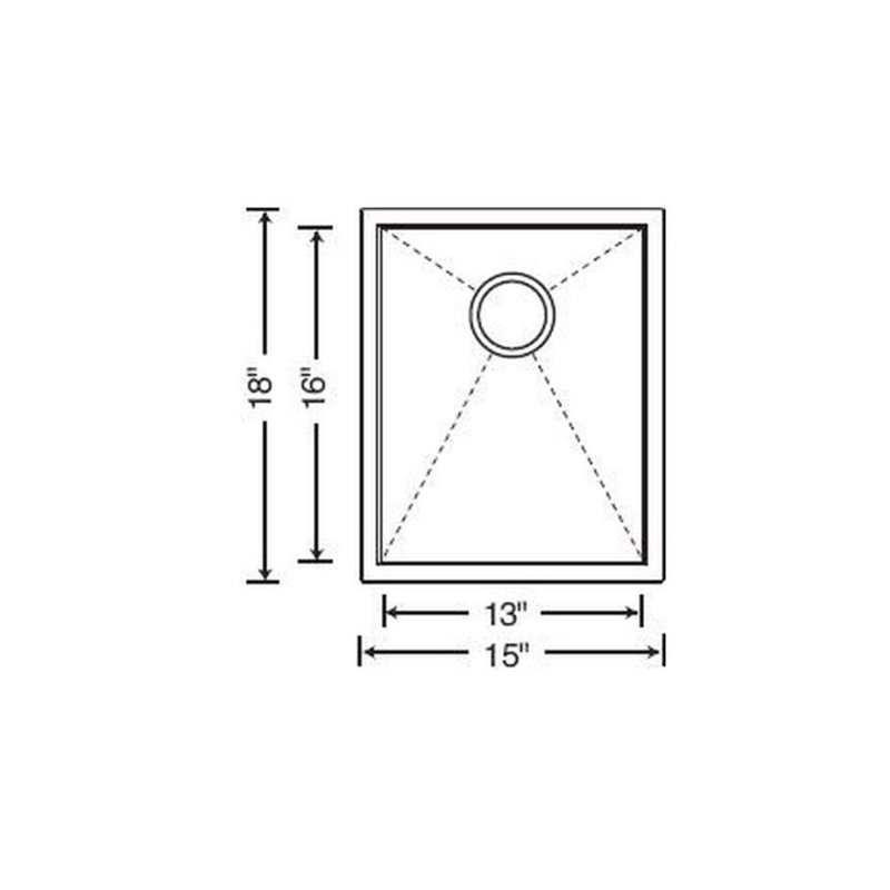 Precision Undermount Stainless Steel Bar Sink, 18" L x 15" W