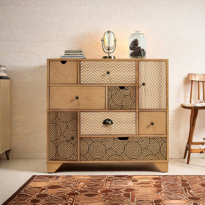 Geometric Two Door Seven Drawer Cabinet