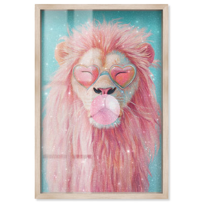 Décoration murale Pastel Lion Bubblegum Shadowbox par Glam Art Remedy