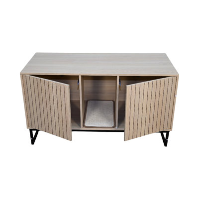 Cat House With Scratching Mat, 48.07" X 21.31" 26", 76.4 Lbs, Wood - Toned, Made Of Quality Materials, Particle Board + And Functional, Brown,
