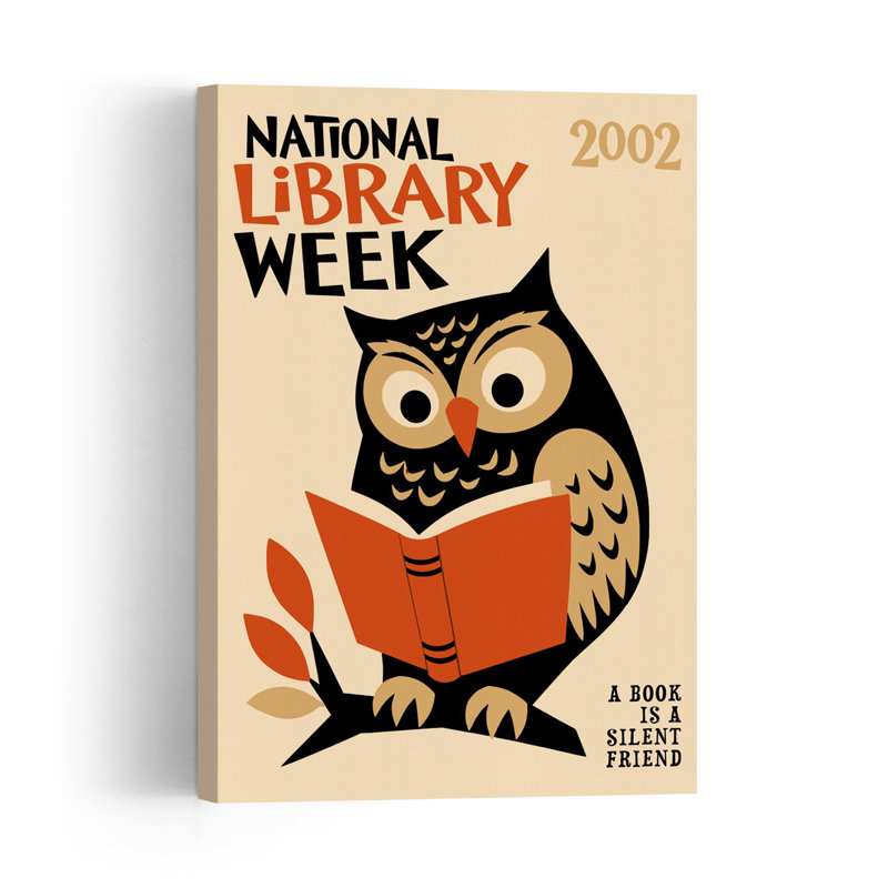 Affiche murale rétro hibou lisant, oiseau rétro rétro hibou, nature automnale, H 48 po x l 32 po