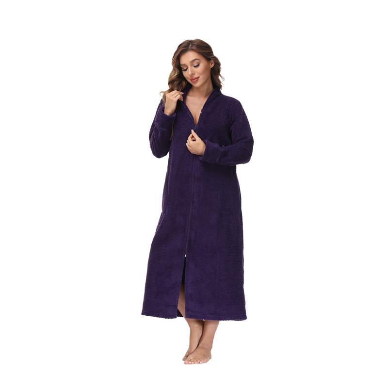 Peignoir pelucheux mi-mollet avec poches, Concord riche, L