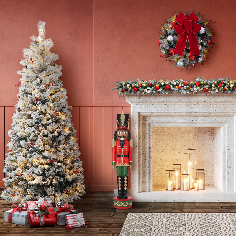 37" Christmas Nutcracker - Solid Resin Construction, Red/Green