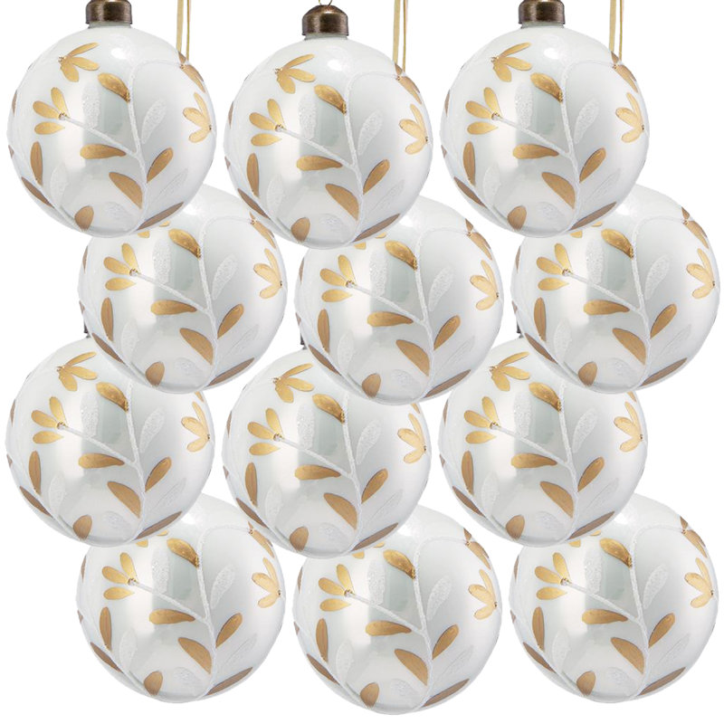 Boules de Noël en verre D3 (ensemble de 12) | Décoration de Noël 3 pouces, H 3 po x l 3 po x P 3 po, Ensemble de 12
