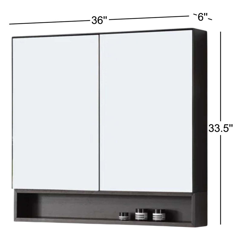 Bergen 36" Medicine Cabinet, Matte Black/Dark Walnut