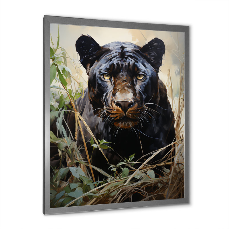 Panthère en plein air sur toile, H 40 po x l 30 po x P 1,5 po, Cadre photo argenté