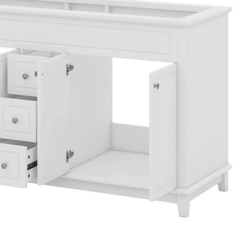 58" Bathroom Vanity Cabinet Only, 3 Drawers & 4 Doors