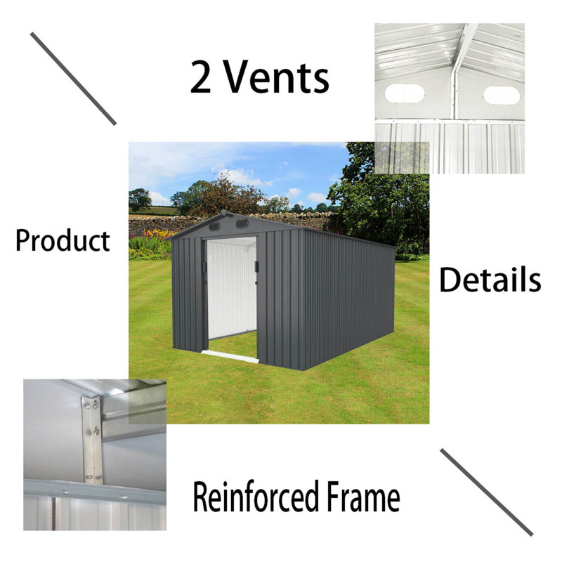 Abri de rangement, Noir, H 78 po x l 94 po x P 142 po