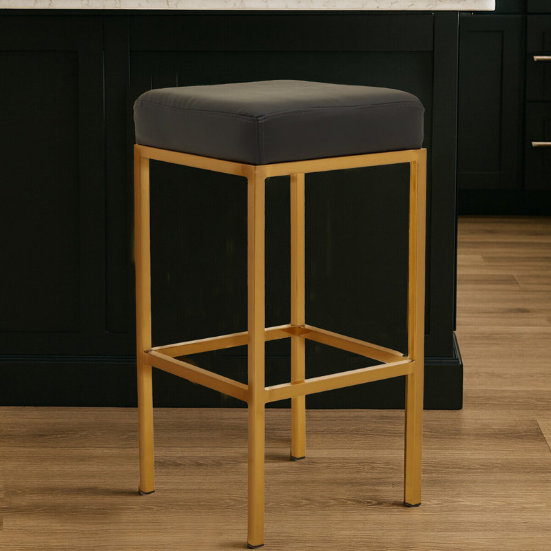 Avitable Upholstered Counter Stool with Metal Frame, Black, Gold