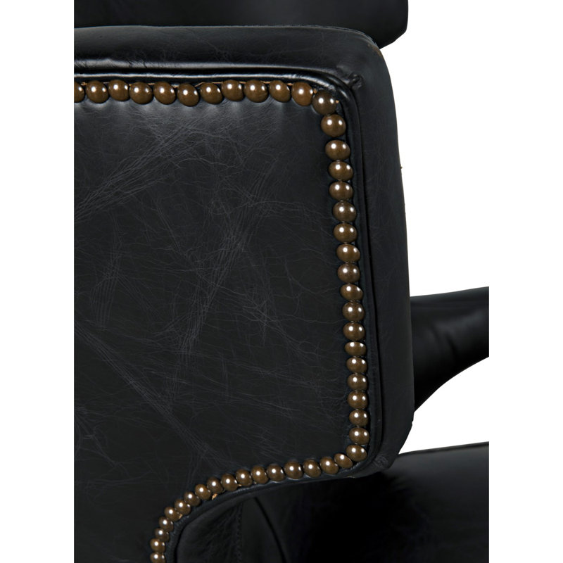 Handcrafted Noir Leather Accent Chair in Sleek Black
