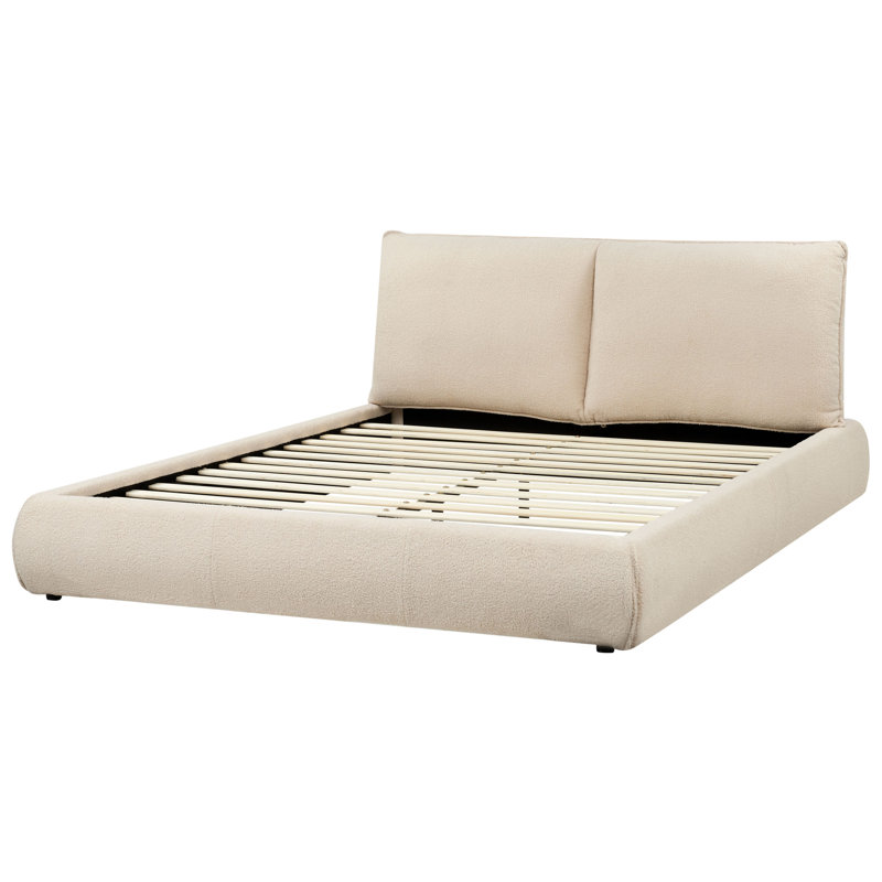 VINAY Upholstered Bed, European Kingsize (160 x 200 cm), Beige