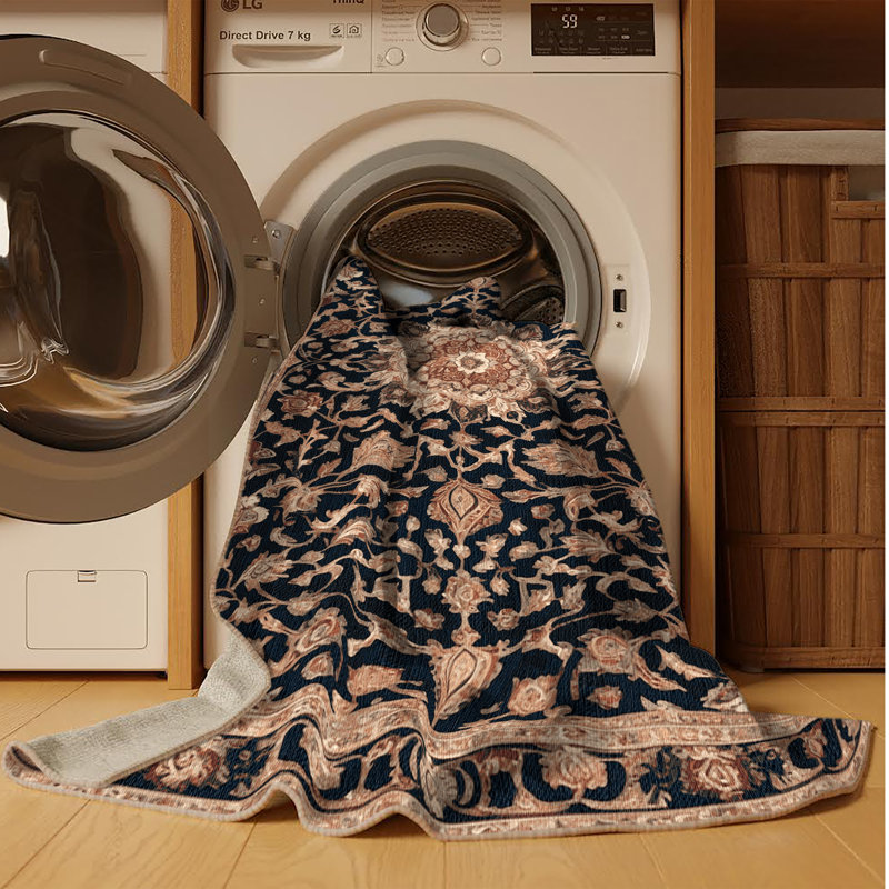 Tapis brun lavable à la machine, Carré 3 pi
