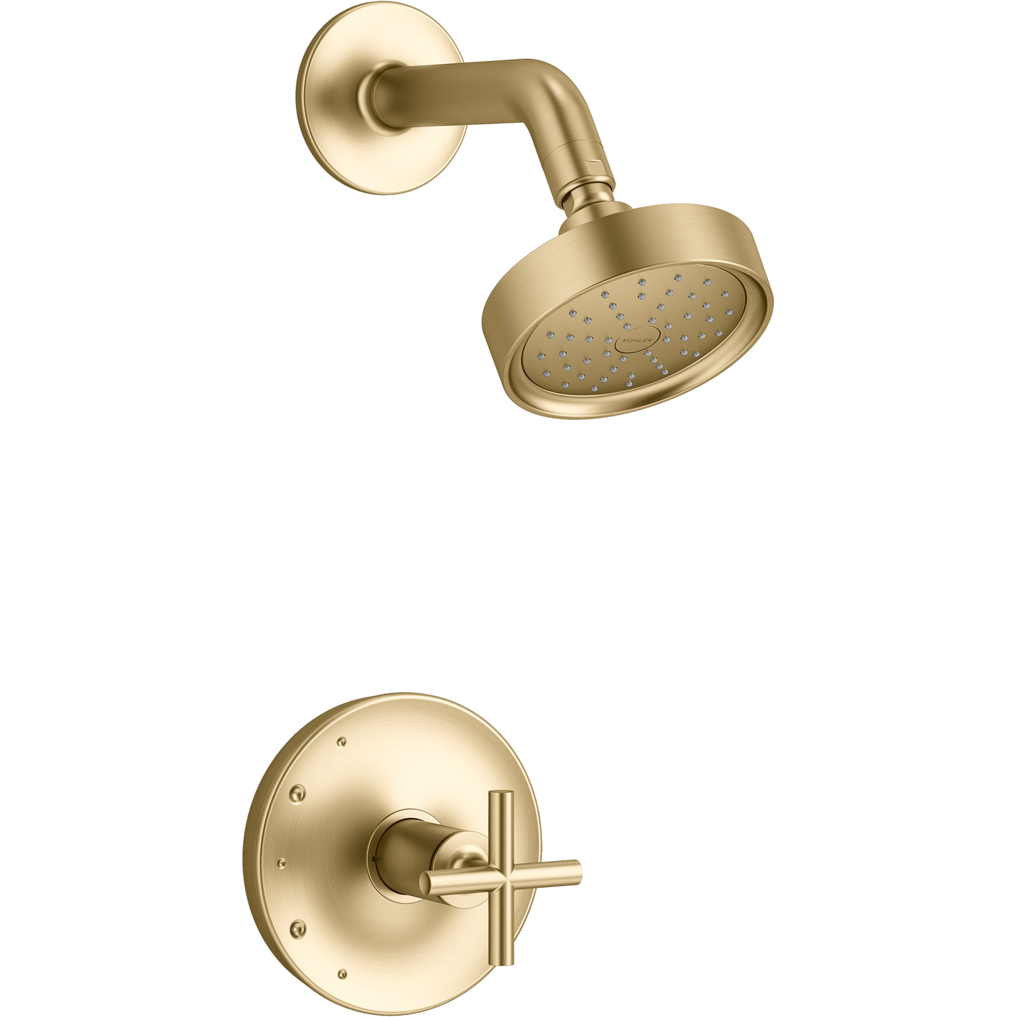 Purist Shower Trim, Vibrant Brushed Moderne Brass, Cross Handle