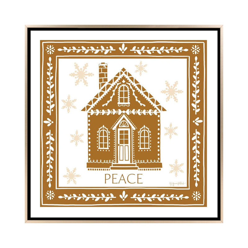 «Gingerbread Christmas House», reproduction d'art sur toile encadrée, H 18 po x l 18 po, Champagne
