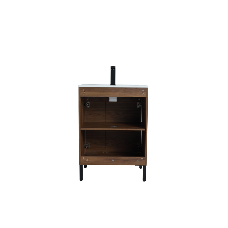 Warsan 24 " W Freestanding Standard Free Standing 1 Single Vanity Bathroom Vanity With Resin Top