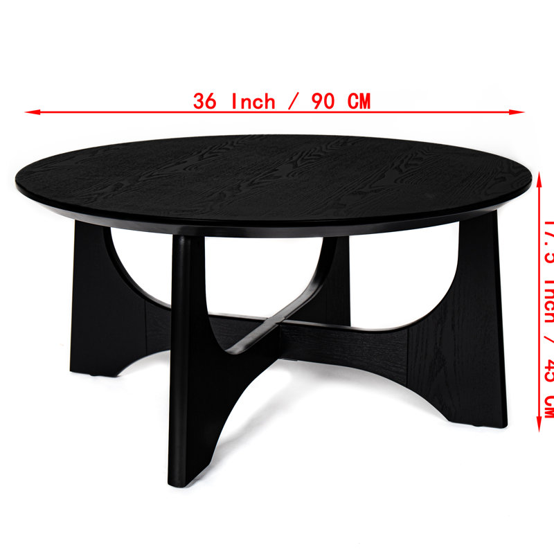 Table basse noire de 36 po avec structure gracieuse, s'adaptant à divers styles de 36 po, une construction stable et attrayante
