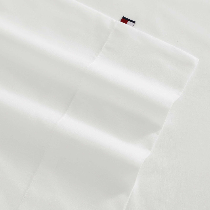 Ensemble de draps simples Tommy Hilfiger, Ensemble de draps pour lit simple avec 1 taie d'or, Blanc