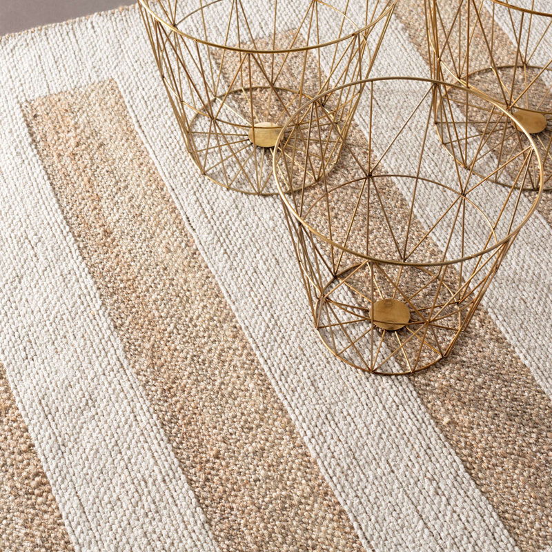 Milo Ivory Handwoven Jute/Cotton Rug, Rectangle 3' x 5'