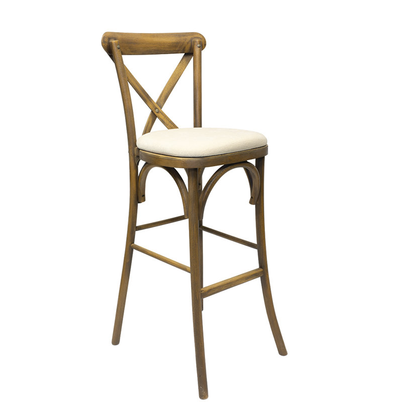 Stannard Upholstered Counter Stool with Solid Wood Frame, Rustic Oak/Oyster