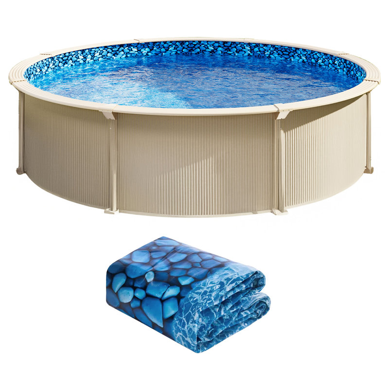 Revêtement pour piscine rond de style mur Unibead 52 po à hauteur de mur durable, 27 pi l
