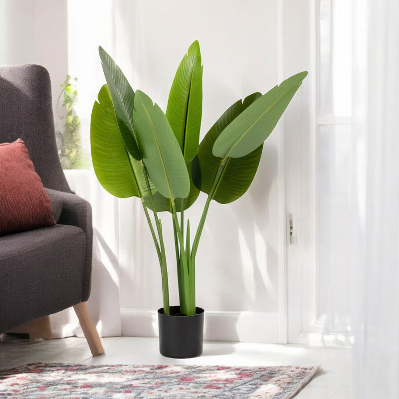 Artificial Bird Of Paradise Tree In Plastic Nursery Pot, 32" H x 20" W x 20" D