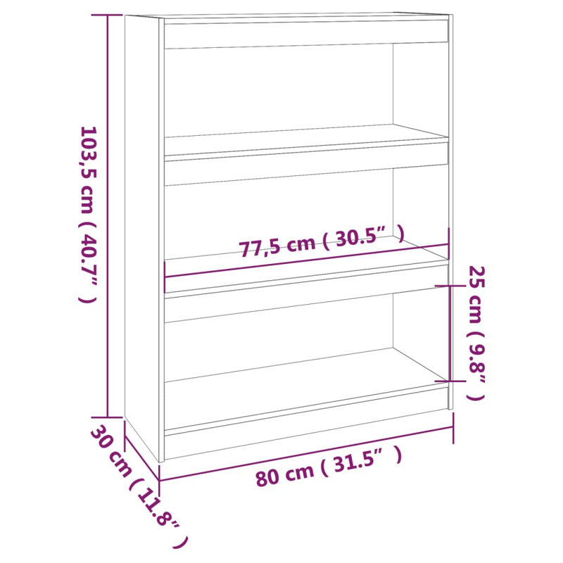 Geisha Etagere Bookcase, Black, 103.5cm H x 80cm W x 30cm D