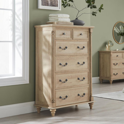 Helmick Farmhouse 6 Drawers Dresser Wood Rustic Dresser Chest of Drawers with 2 Size Drawers for Bedroom, Living Room