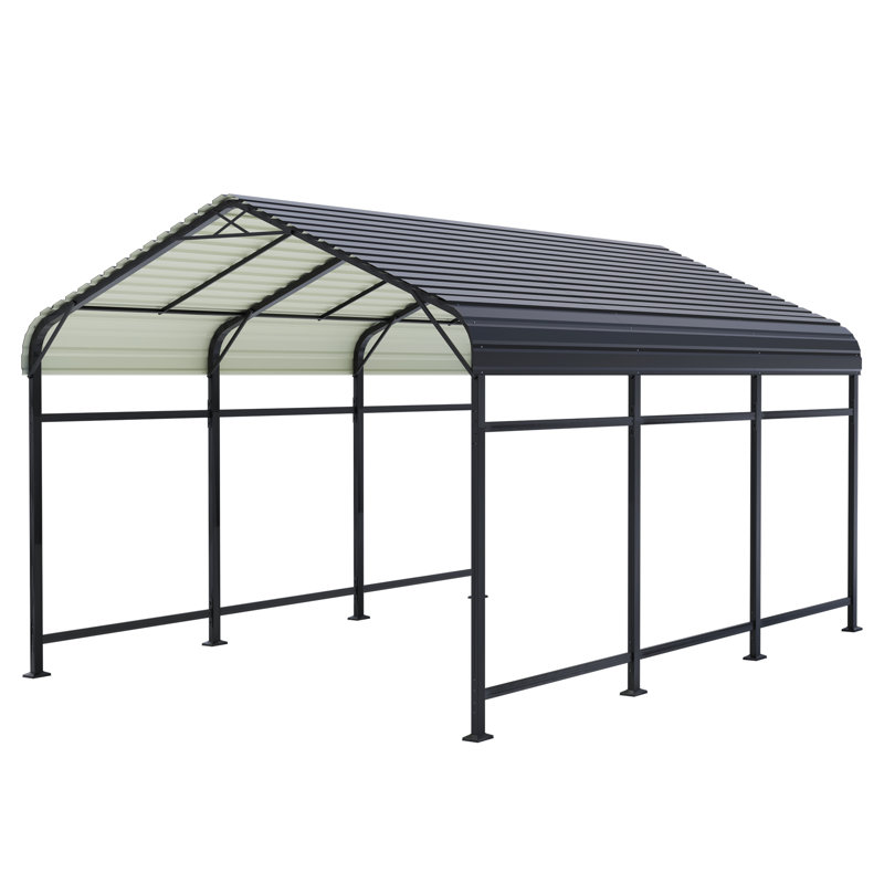 10 Ft. W X 15 Ft. D Heavy Duty Carport With Galvanized Steel Roof, 102.3" H x 118.5" W x 178" D