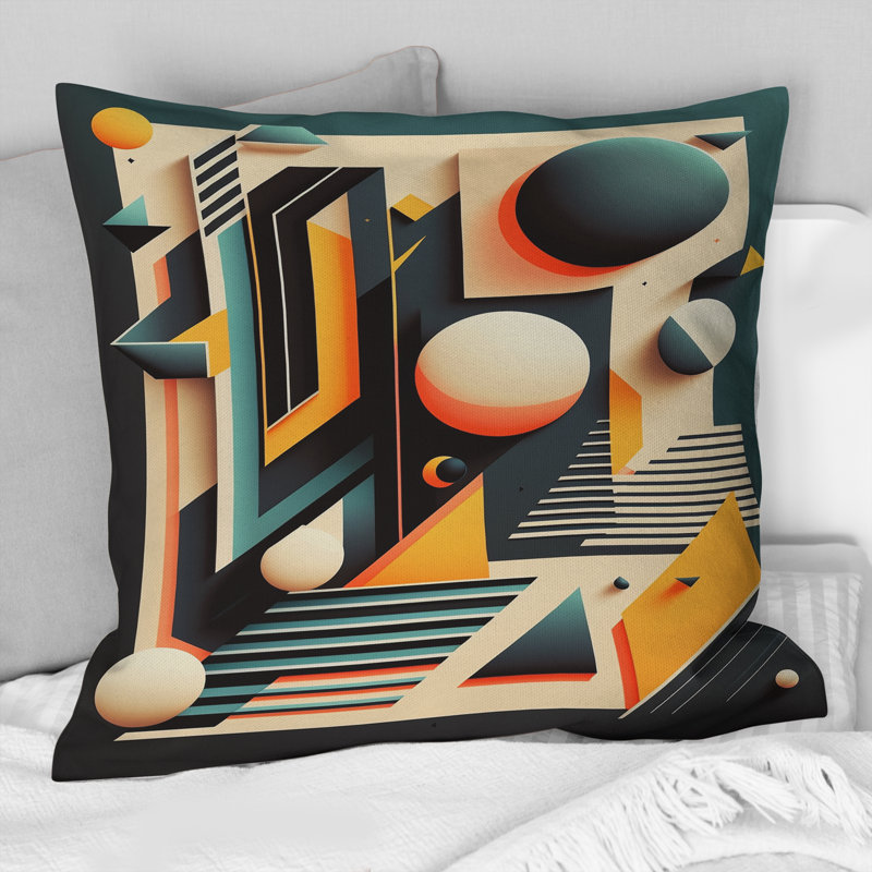 Retro Elementary Geometrics I - Abstract Geometric Printed Throw Pillow